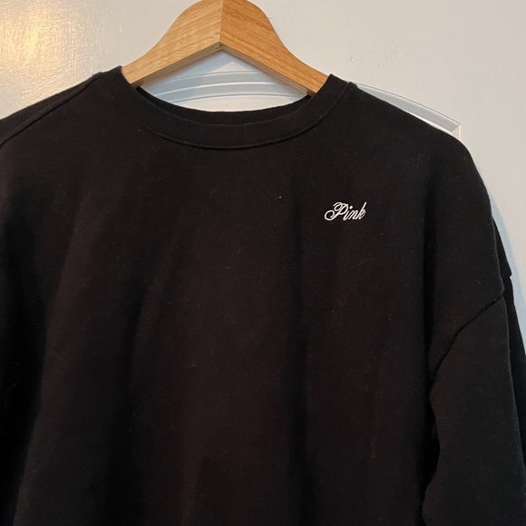 Victoria’s Secret PINK Ivy Fleece Oversized Crew Sweatshirt - Black - Size M - Picture 3 of 9